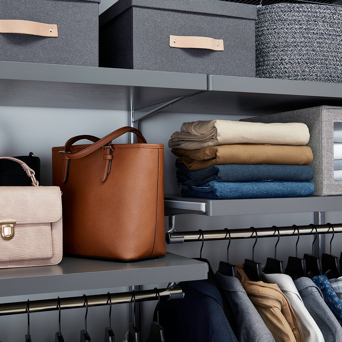 Elfa Décor 8' Grey & Platinum ReachIn Closet The Container Store